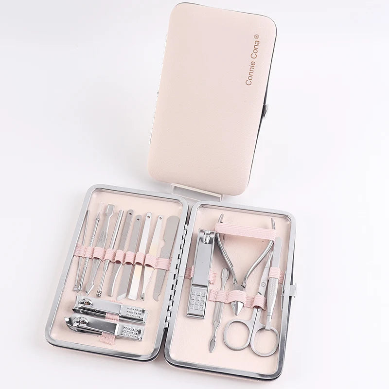 LOQ MOQ Wholesale Price 16pcs Nail Tools Manicure Grooming Kit