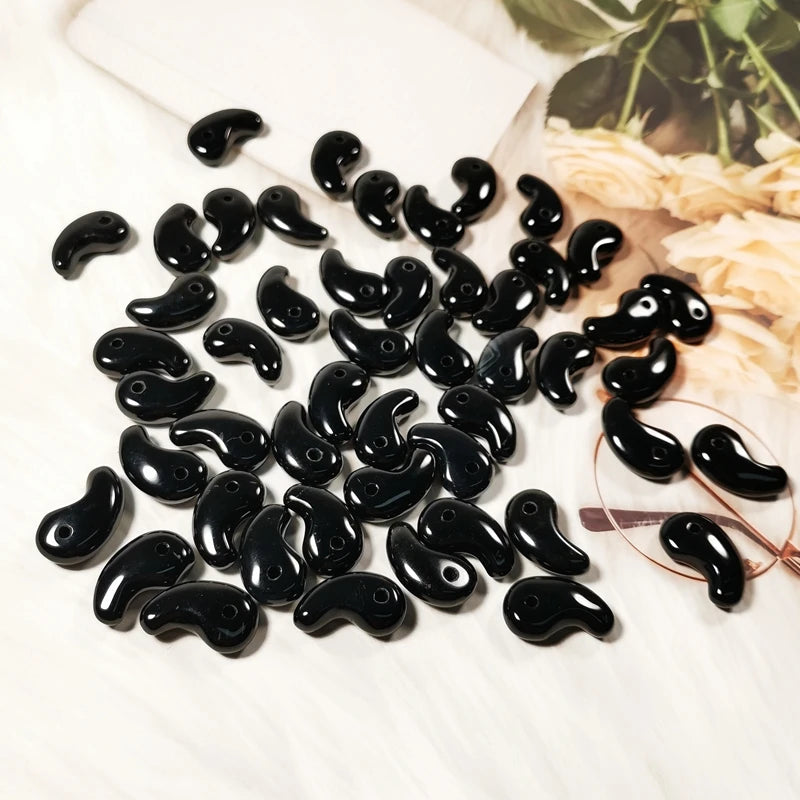 HZ Well Designed Earrings Beads for Jewelry Making Obsidian Jade Magatama Pendant
