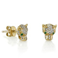 LOZRUNVE Gold Plated Jewelry Cubic Zircon Panther Animal Stud Earring Sterling Silver 925