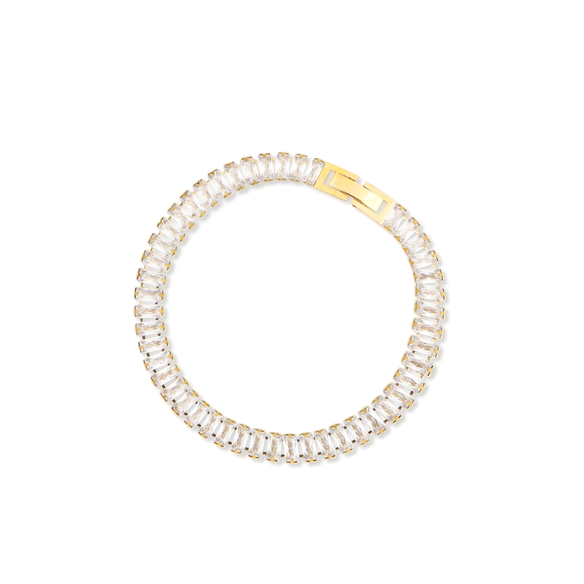 Chris April in Stock Fashion Jewelry PVD Gold Plated 316L Stainless Steel Non-tarnish Bing Bling Bejeweled Zircon Chain Bracelet