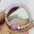 Homemade Chakra Spiritual Healing Crystal Natural Kunzite  Charm Bracelet Bangles for Heart Chakra Energy