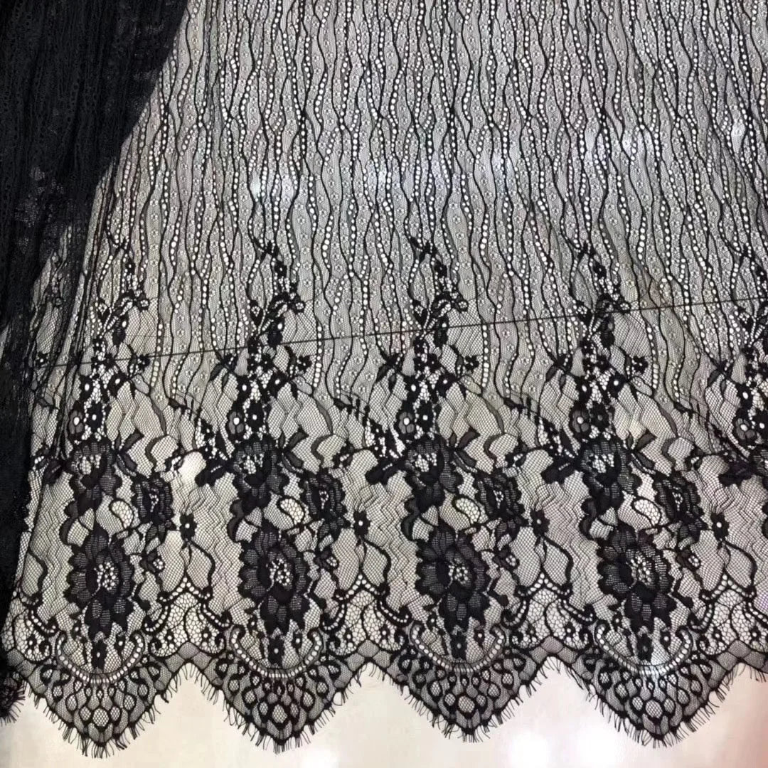 Enchanting Dress Black French Lace Fabric Chantilly Lace in Dubai LT20548