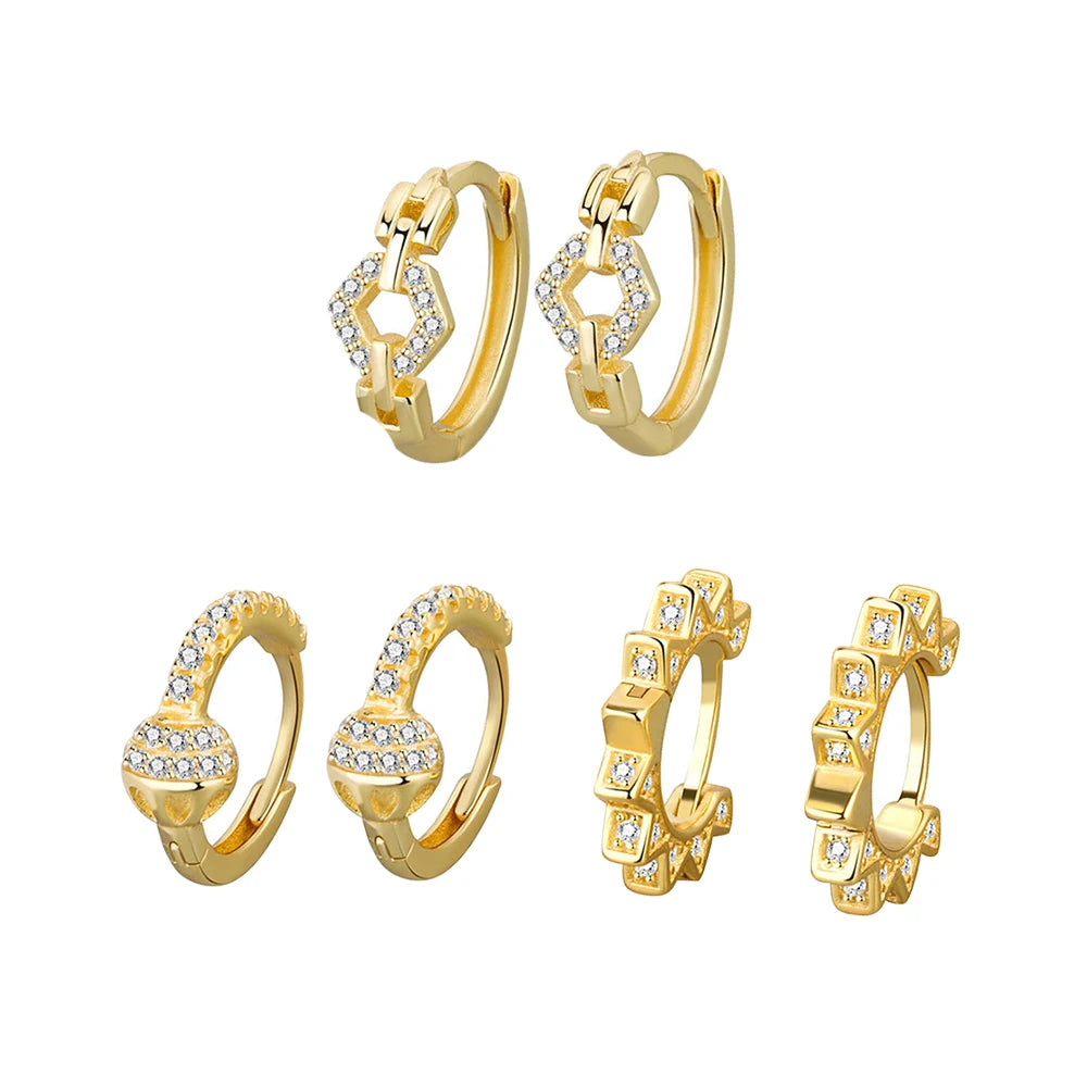 Daidan Earrings Trendy Jewelry Silver Ball Luxury Women Dangling Punk Zirconia Hoop Earrings