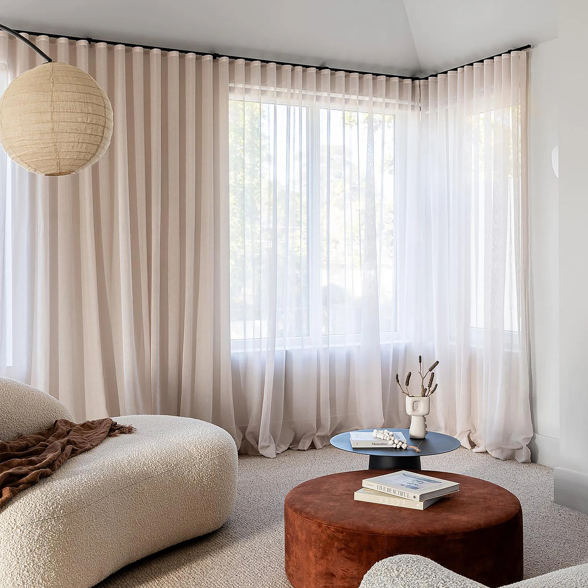 Beige Chenille Thickened Luxury Living Room Bedroom Dining Blackout White Tulle Fashion Jacquard Window Curtains