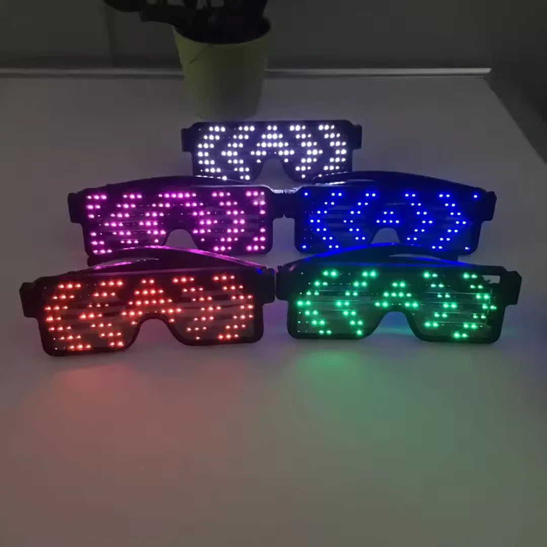 Fashion Design Cool LED Light Glasses Built-In Walking Billboard Advertising Full Color Display Glasses for bar
