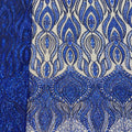 Luxury Royal Blue Dubai Wedding Bridal Fabric Embroidery Beads With Sequins Embroidery Dubai Beads Fabric