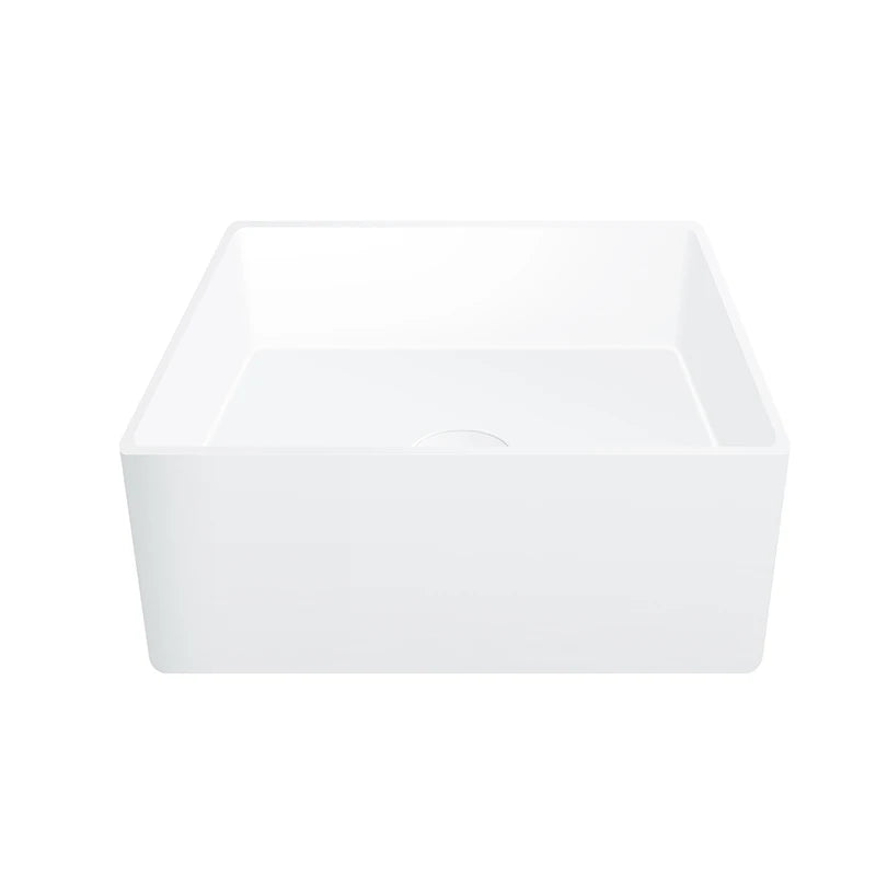 Modern Design Rectangular Small Vessel Sink Square Bathroom Wash Basin Solid Surface Artificial Stone Table Top Polished