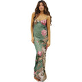 2025 Summer Elegant Long Dress for Women Sexy Club Floral Print Lace-up Beach Vacation Vesti in Chiffon
