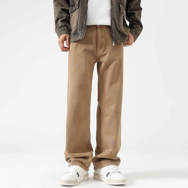 12 oz Heavyweight 100% Cotton Pants Regular Fit 5 Pockets Mens Jeans Oversized Men's Straight Leg Pants