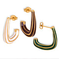 Ins Style Baroque Women Light Luxury Antique Personalized Jewelry 18k Gold Plated Stainless Steel L Shape Resin Earrings