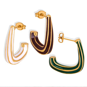 Ins Style Baroque Women Light Luxury Antique Personalized Jewelry 18k Gold Plated Stainless Steel L Shape Resin Earrings