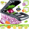 14-in-1 Vegetable Cutter Spiralizer Mandoline Slicer Food Chopper with Container Cheese Grater Onion Mincer Chopper