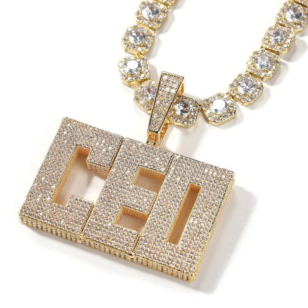 European and American Personality Street Hip Hop Jewelry High Quality Custom Icy Bold Script Name Pendant Choker Necklace Trend