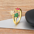QIKU Fashion Colorful Crystal Flower Shape Opening Rings Wedding Party Finger Jewelry Girls Women Gift Wholesale Dropshipping