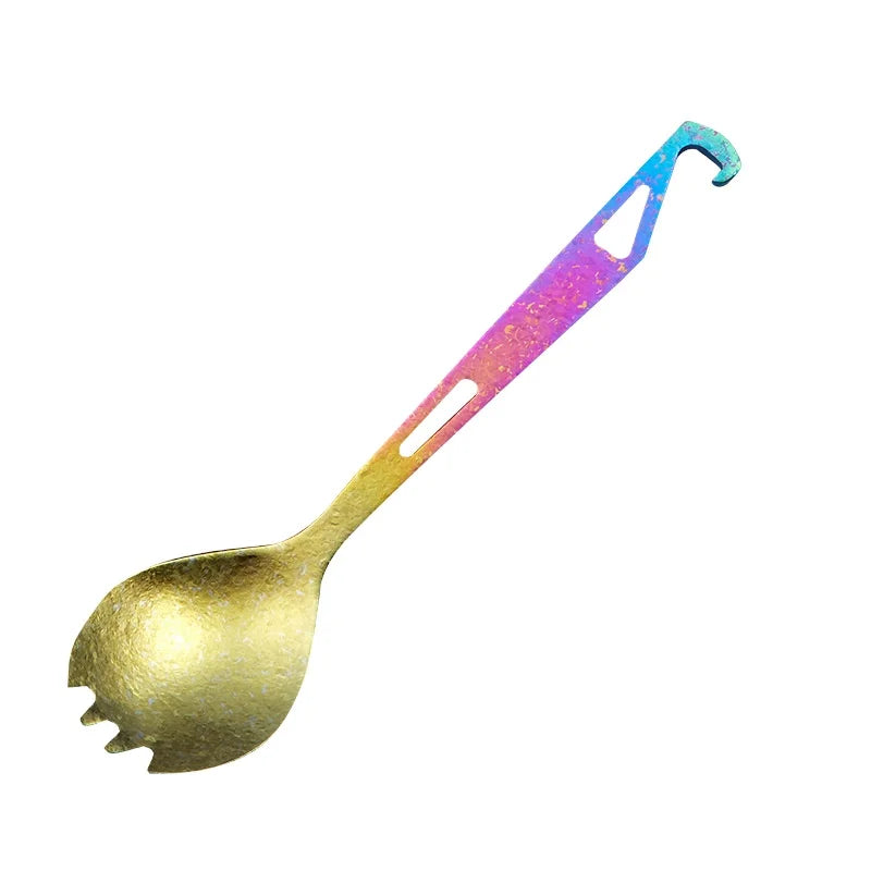 Extra Strong Durable & Lightweight Titanium Ultralight Spork with Opener Use for Picnic Hiking Travel