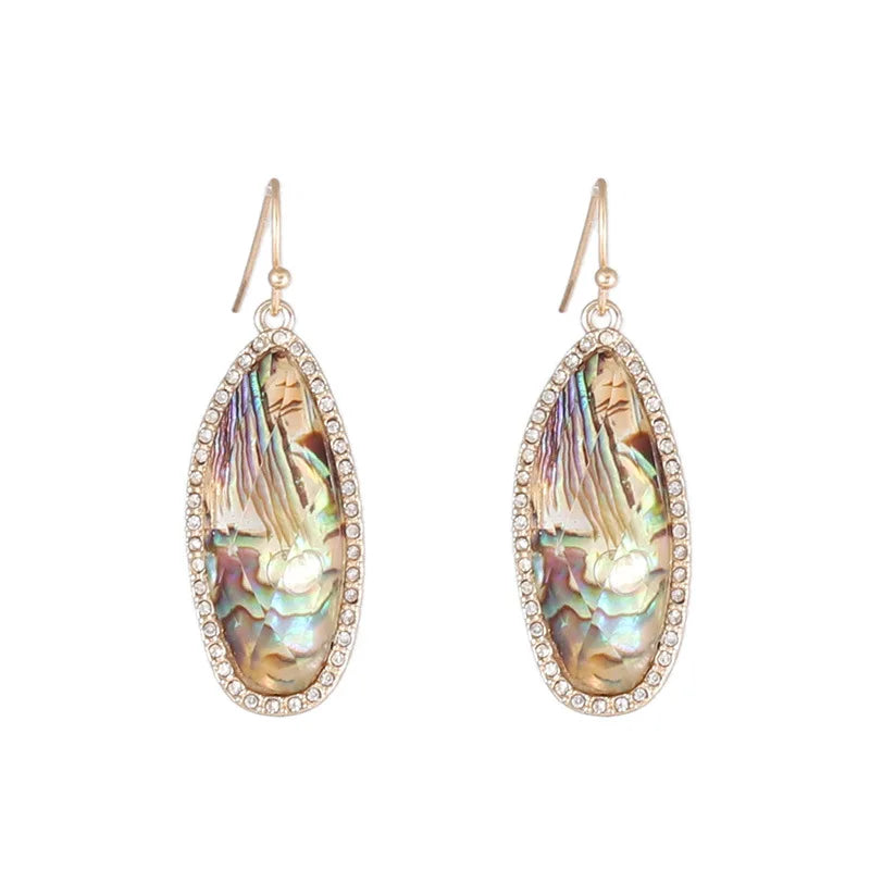 Chuanfan Natural Shell Earrings Oval Shape Abalone Shell Earring 18k Fashion Jewelry Shape Entry Luxury Jewelry Gift for Women