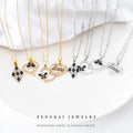 PT051-054 Wholesale Stainless Steel Necklace Luxury Women Black White Checker Design Love Pendant Choker Necklace