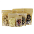 Cheap Ready to Ship Re-sealable Stand up Pouch for Cookies and Snack Reusable Kraft Paper Food Packaging with Zipper Top