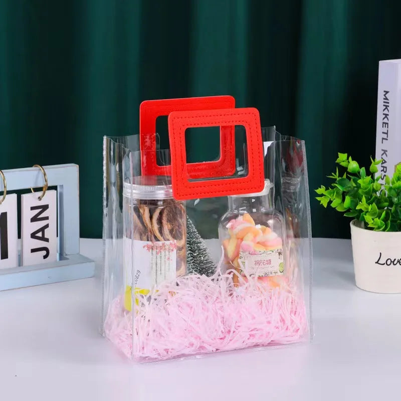 Hot Sell Female Transparent Handbags Beach Bag Clear PVC Tote Shopping Bag Cosmetic Carry Bag