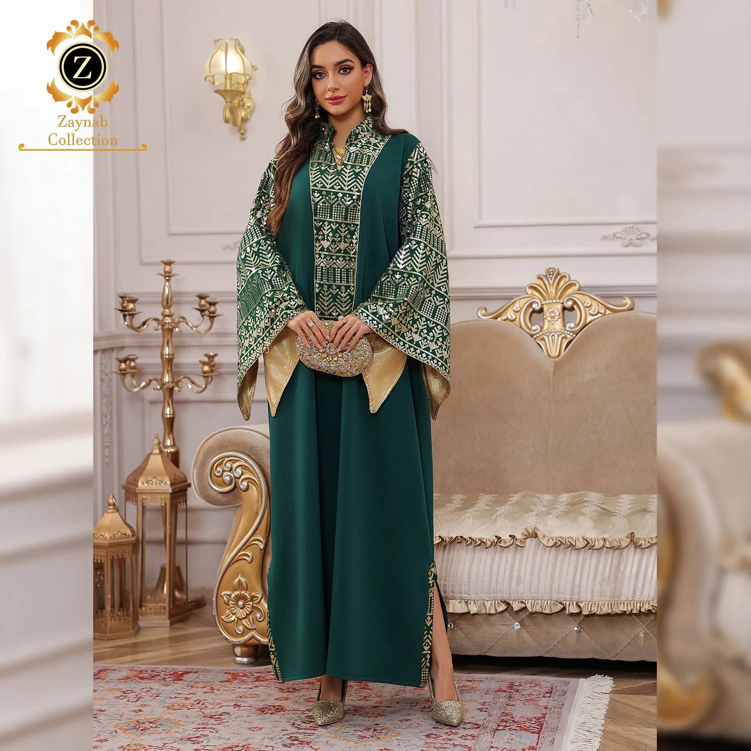 Zaynab Evening Dress Women Dress Muslim Saudi Arabia Kimono Belted Abaya Open Wholesale Fashion Jalabiya Evening Dress