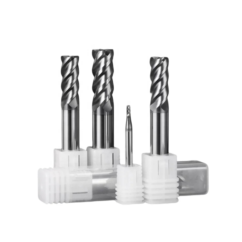 HRC60 Four Slot 4 Flutes Nano Coated Tungsten Steel Hard Alloy End Face End Mill CNC Machine Tool 10mm Milling Cutter 1-8mm OEM