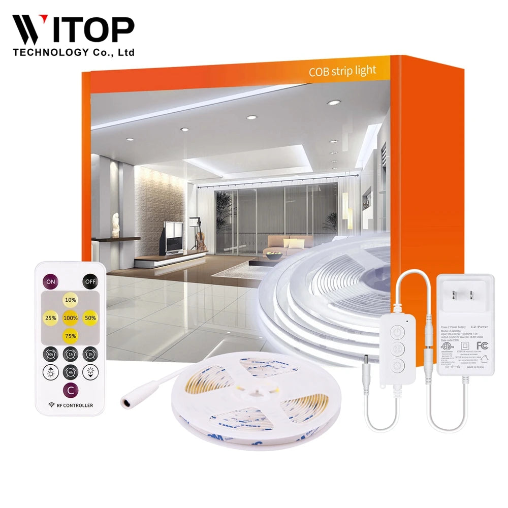Addressable RGB RGBW Cob White LED Strip Kit High CRI RA90 4000K/5000K/6000K USB Connectivity Remote Control Switch IP20 Copper