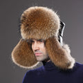 Winter Real Fur Russian Ushanka Hat Fashion Winter Outdoor Bomber Hat for Men Outdoor Trooper Ski Hat