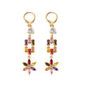Trendy 18K Gold Plated Jewelry Fashion Drop Earring Design with Flower Pattern for Party or Gift Features Zircon Stone