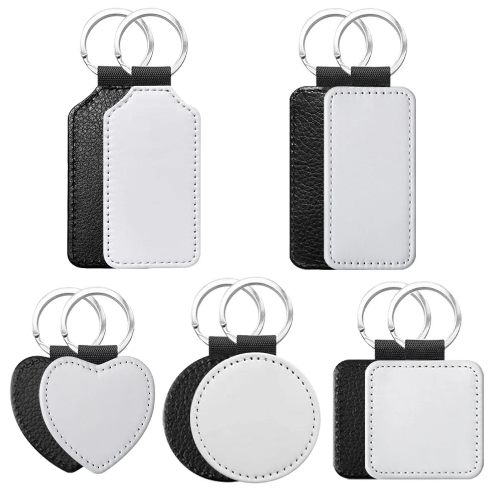 Special Price Sublimation Single-side Printing PU Leather Keychain Popular DIY Heat Transfer Keyrings Luxurious Pendants