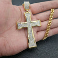 Hip Hop Large Iced Out Cross Necklace Pendant with Box Chain Gold Plated Stainless Steel Christian Religious Wedding Accessory