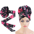 New Fashion Double Layer Satin Turban Bonnet  With Long Tube Tail Edge Scarf Women Silky Headscarf Head Wrap Headwrap Bonnets