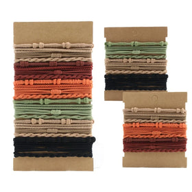 Wholesale 4 Pcs Vintage Bohemian Braided Bracelets Women Elastic Hair Bands Rope Boho Ponytail Holders Knitting Rubber Hair Ties