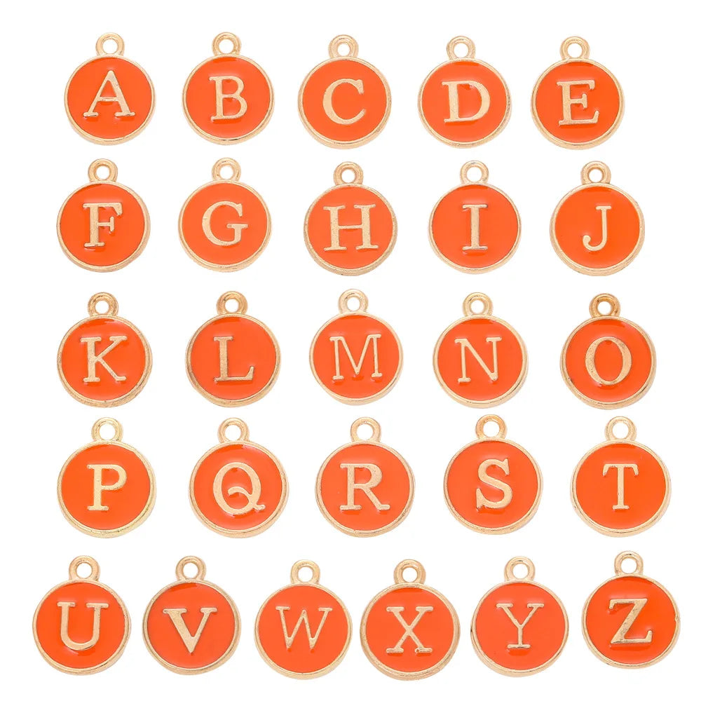 AA016509 Enamel Metal Letter Charm A-z Alphabet Charm for Diy Jewelry Bracelet Necklace Making