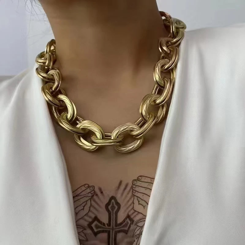 Zooying Chunky Link Statement Necklace Gold Metric Chunky Link Necklace