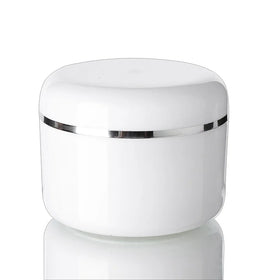 White Silver Edge Double Plastic PP 100g 200g 300g & 500g Face Skin Care Cream Jars for Cosmetic Packaging