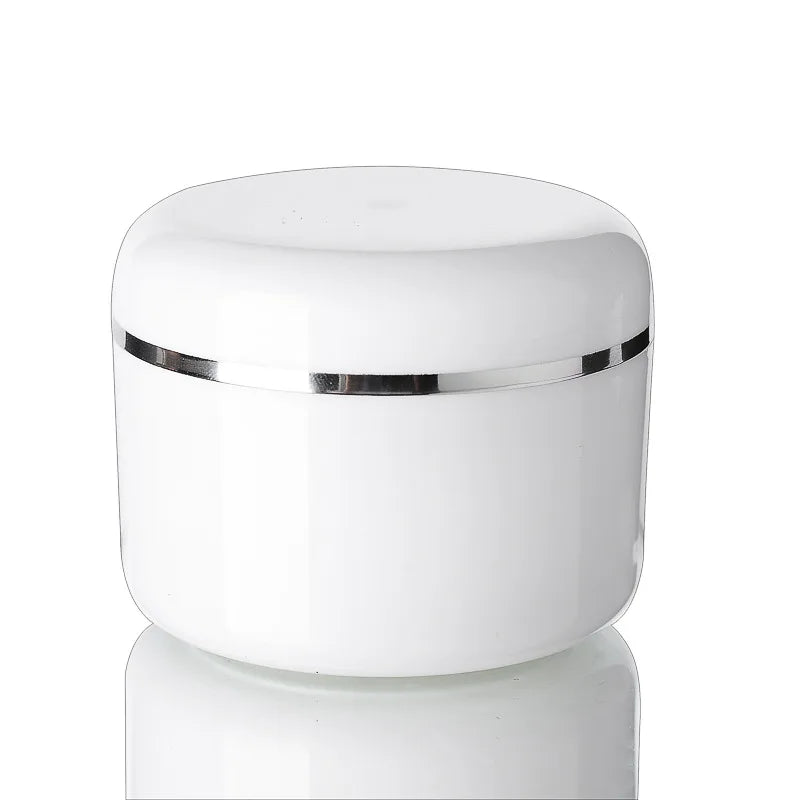 White Silver Edge Double Plastic PP 100g 200g 300g & 500g Face Skin Care Cream Jars for Cosmetic Packaging