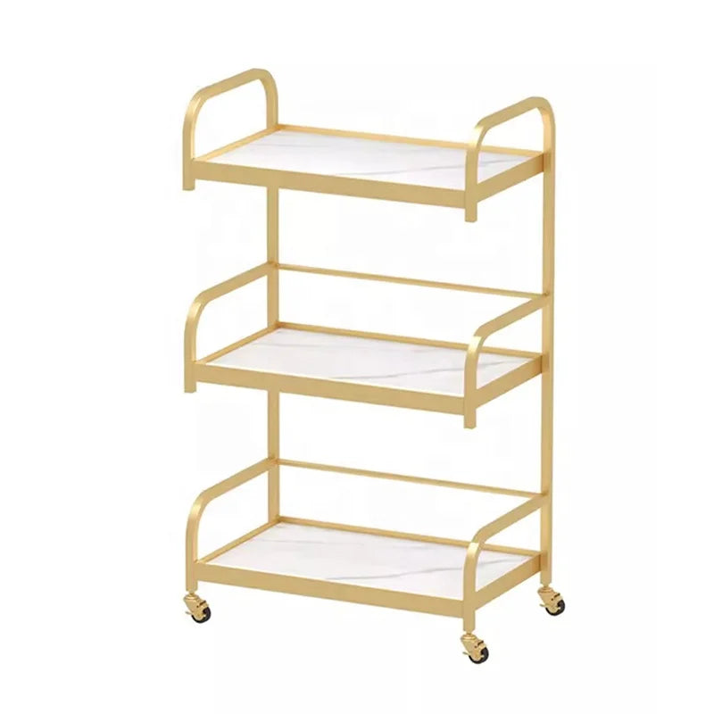 Unique Design Beauty Salon Furniture 3 Tier Gold Barber Cart Luxury Salon Trolley Beauty for Sales