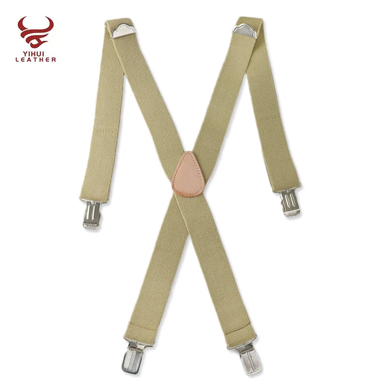 Elastic Belt Solid Color Suspenders Adjustable Pants Shirt Stays Suspenders Man