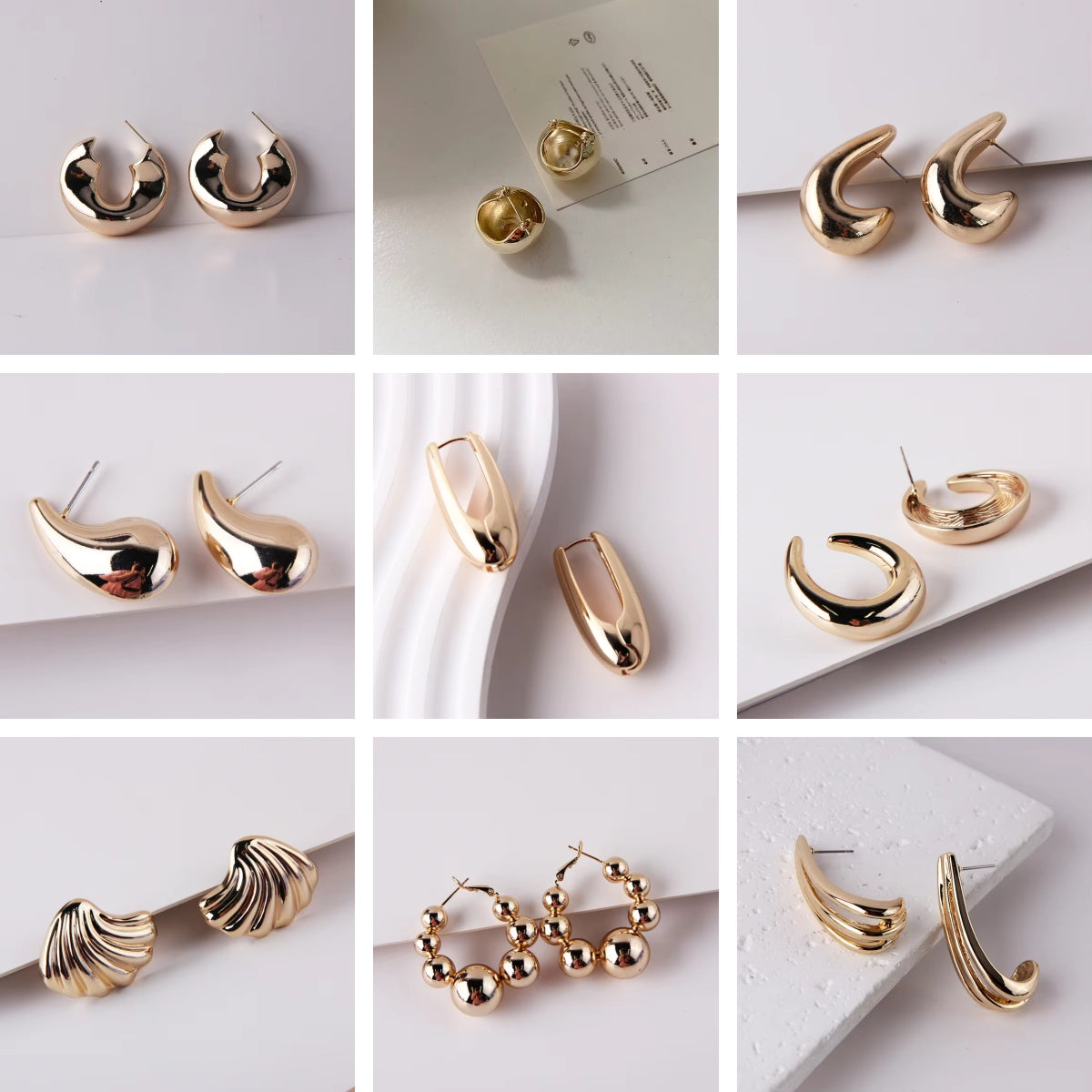 Hot Selling New Fashion Classic Exaggerated Earring Long Gold Plated Irregular Geometric Earrings for Women