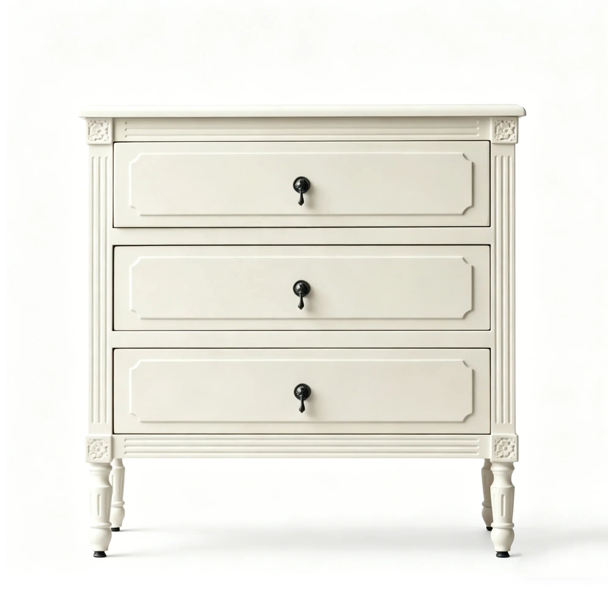 Traditional Solid Wood Living Room Furniture Bed Side Cabinet with 3 Drawers for Storage