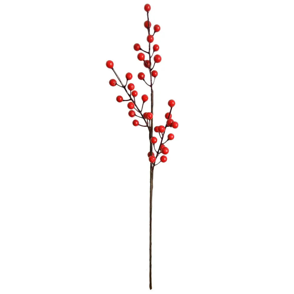 2023 Red Artificial Berry Stem  Christmas Holly Berry Branches Fake Plant for Floral Home DIY Crafts Wedding Hogar Office De