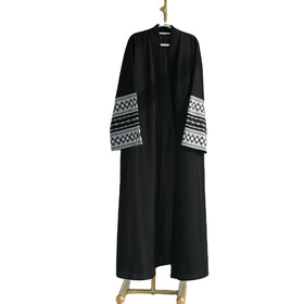 Middle Eastern Embroidered Open Linen Abaya Kimono Arab Cardigan Kaftan Islamic Clothing Muslim Fashion Open Dresses New