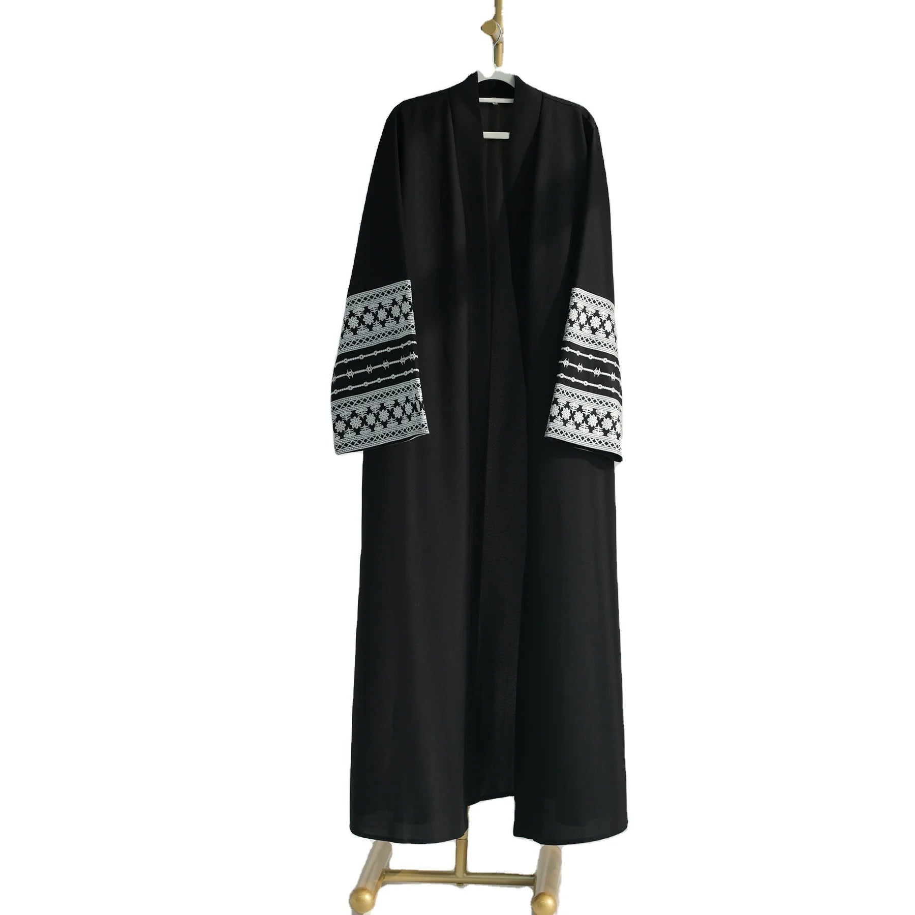 Middle Eastern Embroidered Open Linen Abaya Kimono Arab Cardigan Kaftan Islamic Clothing Muslim Fashion Open Dresses New