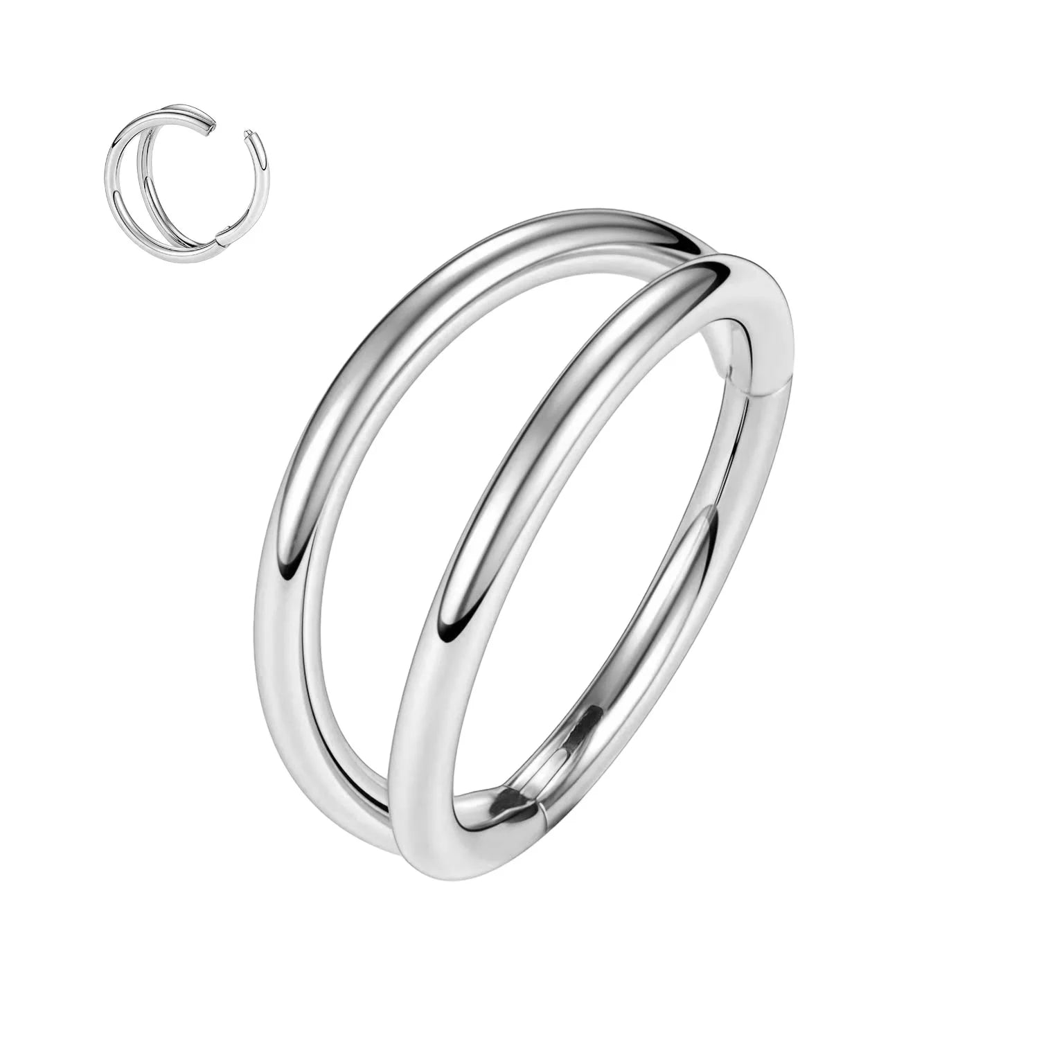 Evorte ASTM F136 Titanium Double Layered Hoop Women's Ear Nose Lip Piercing Jewelry for Wedding Engagement