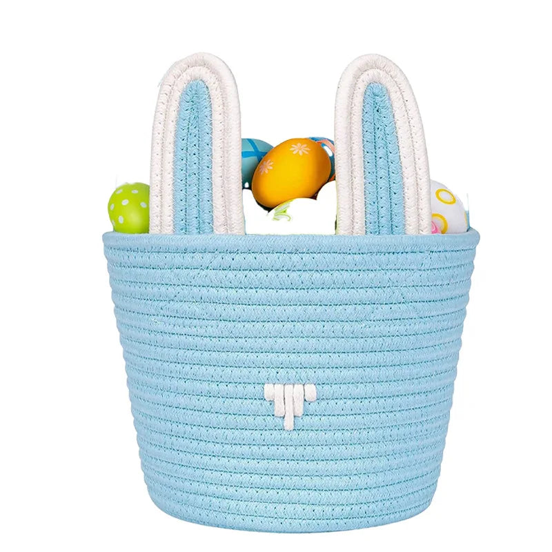 Custom Small Cotton Rope Woven Easter Basket with Handles Cute Baby Gift Storage Baskets for Toys