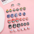 Cute Colorful Ceramic Clay Beaded Handmade Graffiti Tulip Flowers Pattern Oval Square Loose Beads DIY Bracelet Necklace