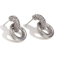 Shiny Chunky Cubic Zircon Beads Layer Fashion 18k PVD Gold Plated Stainless Steel Hoop Earrings