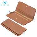 Custom Ladies Top Grain Genuine Leather Long Wallet Purse Button Coin Purse Functional Travel Logo Thread Exclusive Women