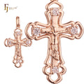 FJ Fallon Fashion Jewelry Catholic Cross Budded Pendant Plated in Rose Gold Brass Based