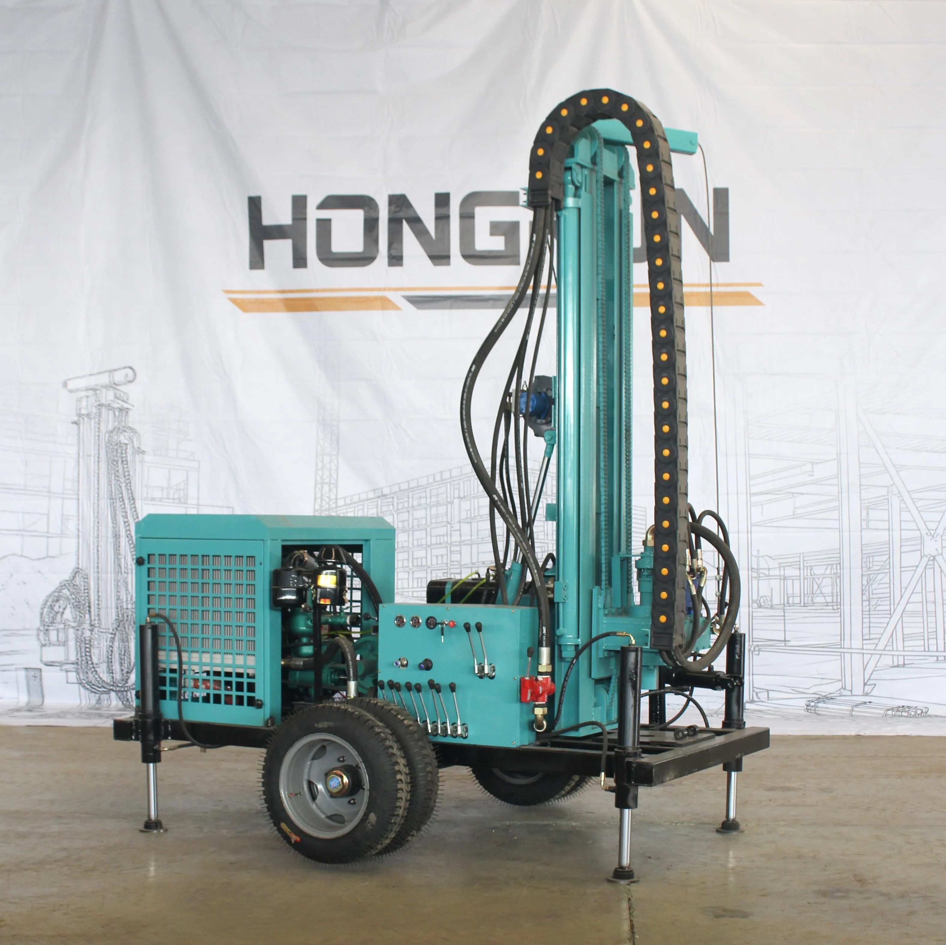 300m DHT Drilling Rig Deep Crawler Hydraulic Water Well Drilling Rig 106hp diesel Engine for Sale